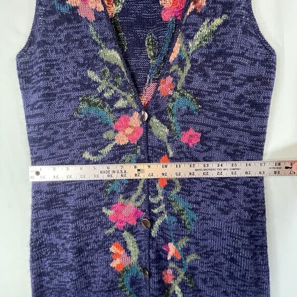 Peruvian Connection Blue Duster Alpaca Blend Cardigan Sweater Womens SIZE MEDIUM - Picture 9 of 13